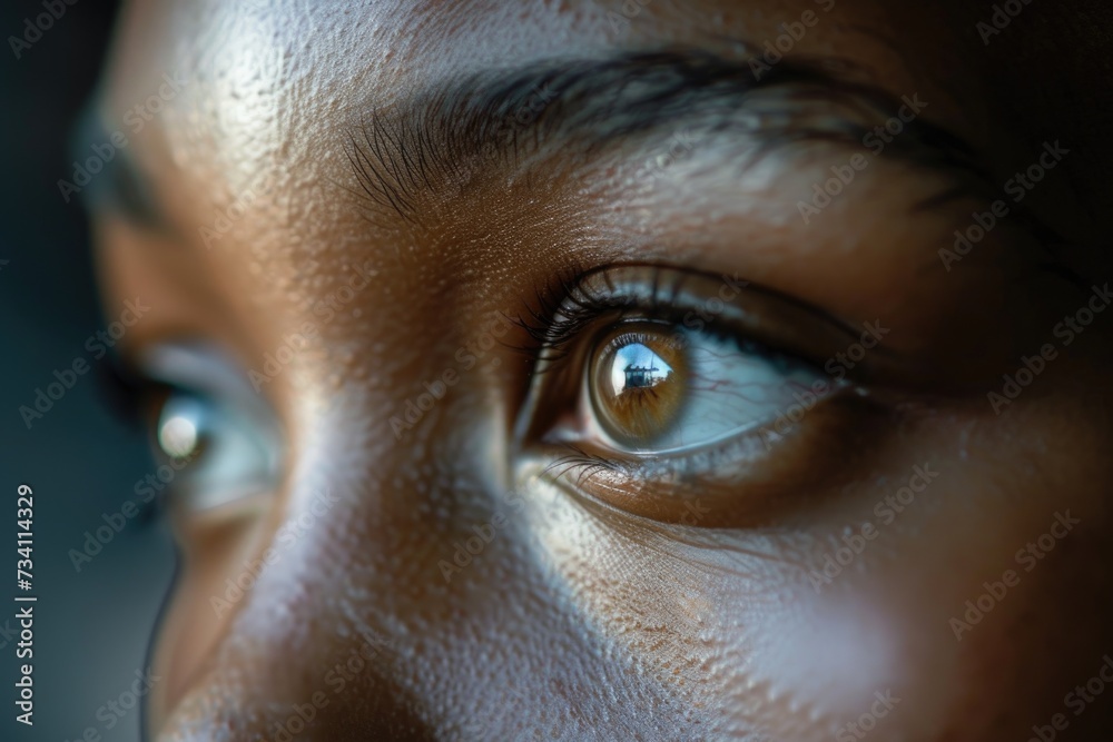 An up-close view of a person's eye with a cell phone. This image captures the connection between technology and human interaction. Suitable for various digital and communication concepts An up-close view of a person's eye with a cell phone. This image captures the connection between technology and human interaction. Suitable for various digital and communication concepts