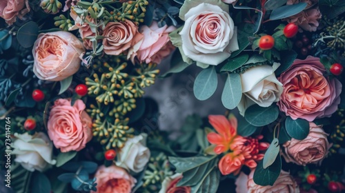 A close-up view of a bunch of flowers. This image can be used to add a touch of beauty and nature to various design projects