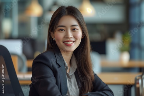 Professional Young Businesswoman Smiling at Office