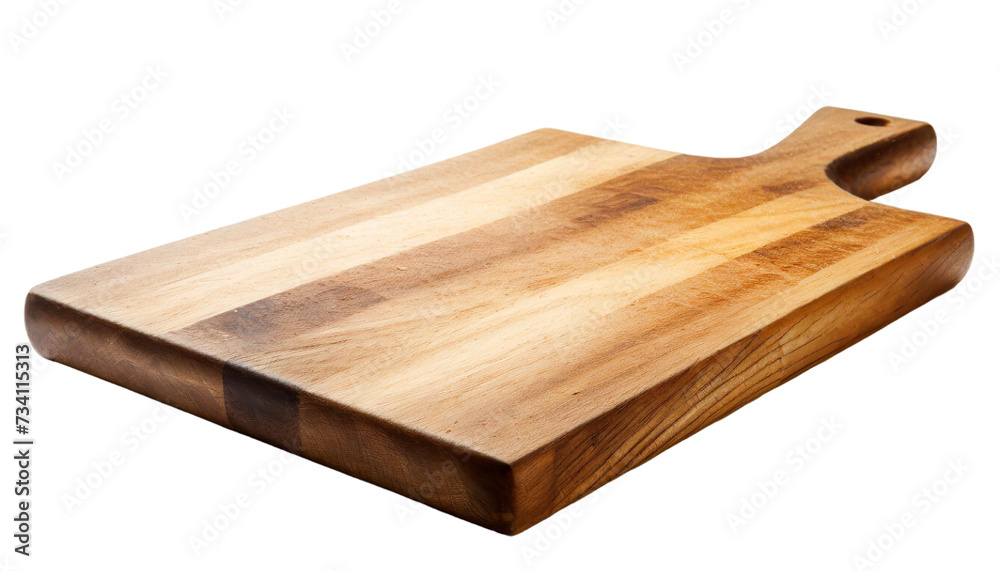 Wooden cutting board isolated on transparent background.