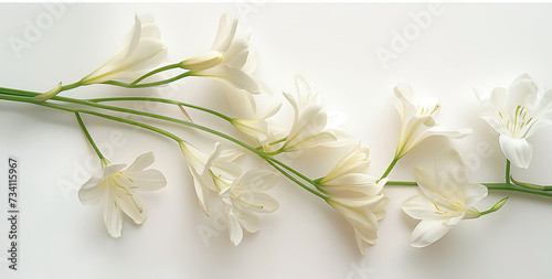 white flowers on a white background with stems in the © studiosd