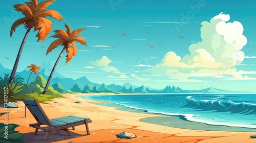 Sandy Paradise Illustration of Summer Beach Background