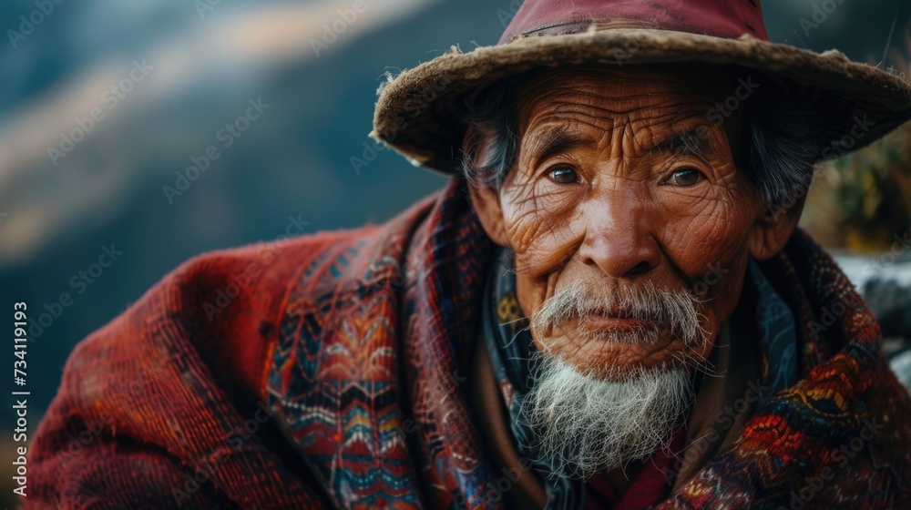 An old man wearing a hat and scarf. Suitable for winter-themed designs or illustrations of senior citizens An old man wearing a hat and scarf. Suitable for winter-themed designs or illustrations of senior citizens