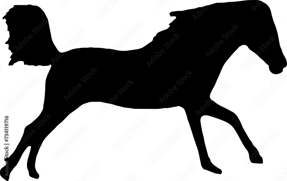 Fototapeta premium Horse Silhouette Vector Illustration. Wild Horse racing PNG on transparent background