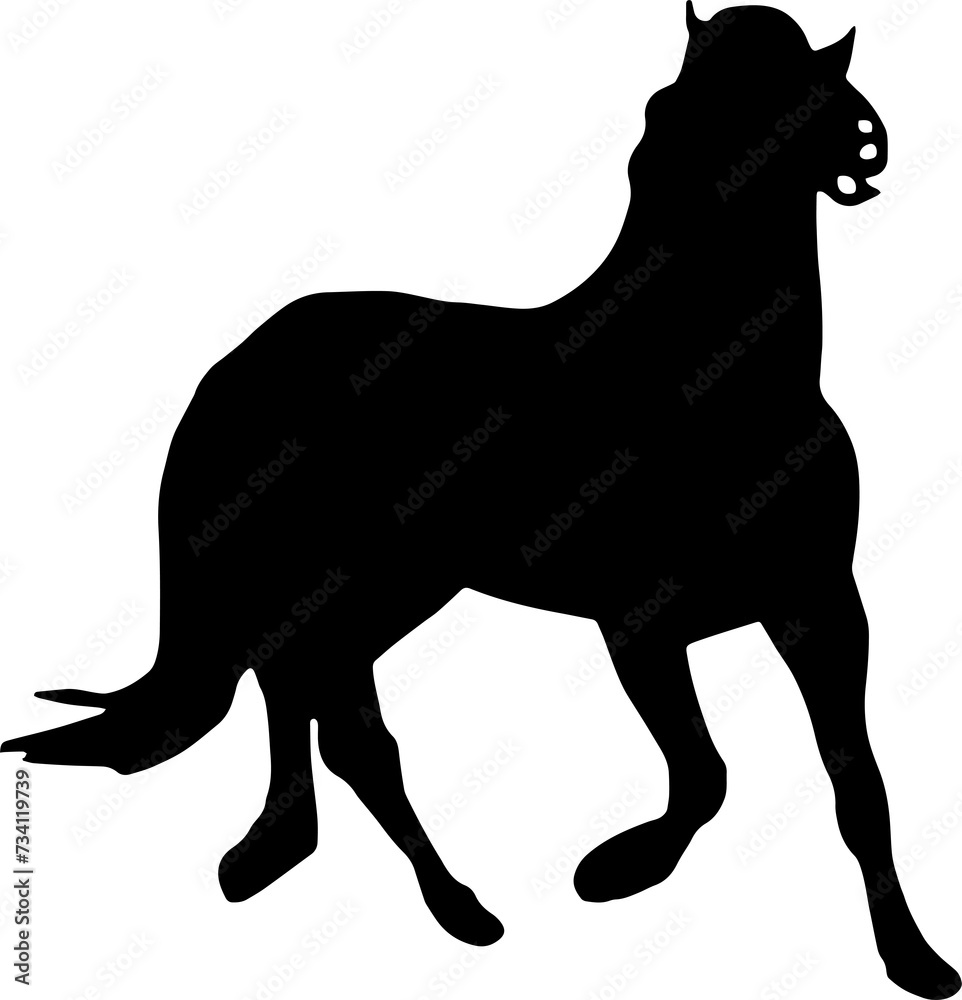 Horse Silhouette Vector Illustration. Wild Horse racing PNG on transparent background