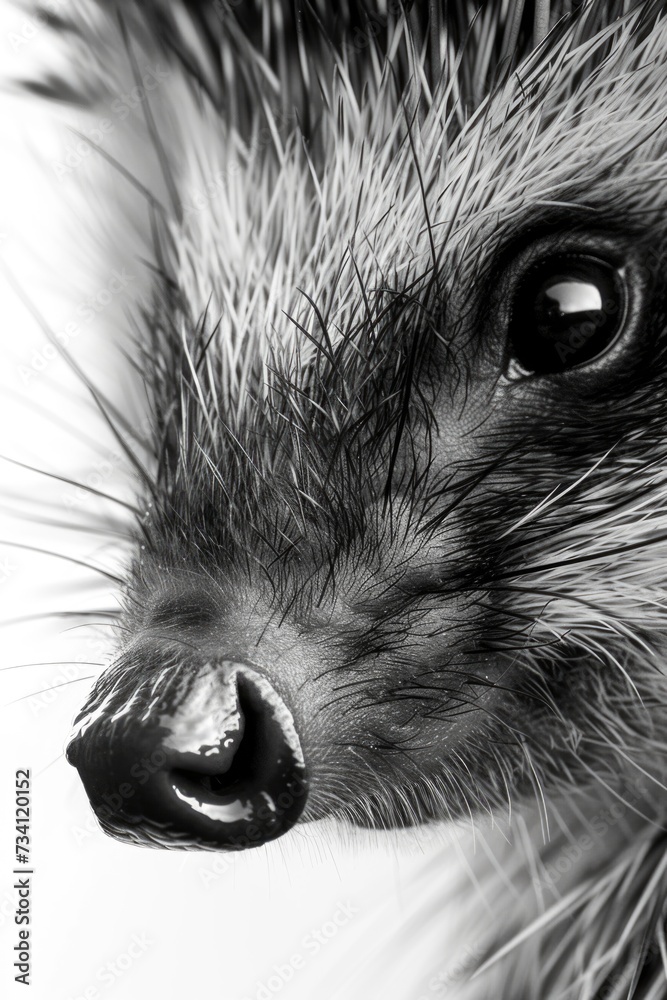A black and white photo capturing the image of a hedgehog. Suitable for various uses A black and white photo capturing the image of a hedgehog. Suitable for various uses