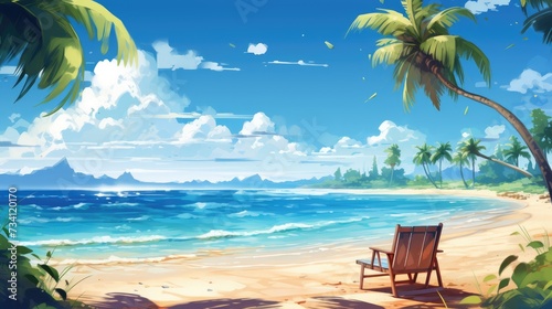 illustration summer beach background © novian