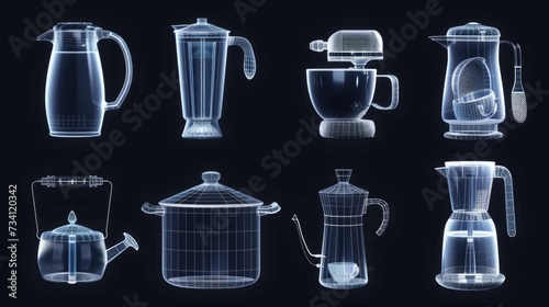 A collection of different types of kitchen appliances that are essential for a modern home. This image showcases a variety of appliances that can be used for cooking  baking  and food preparation.