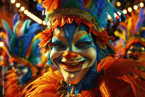 A close-up view of a person wearing a costume. This image can be used for various purposes