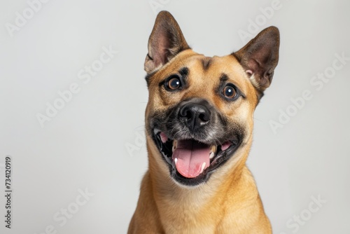 a happy dog   isolated on white background