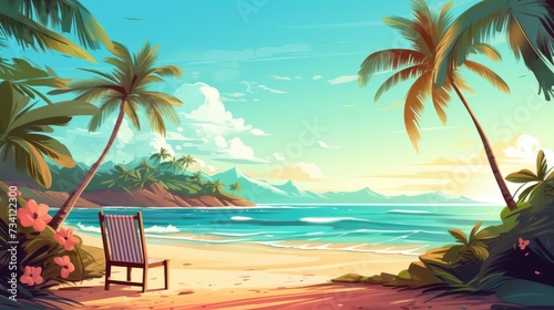 Seaside Serenity Illustration of Summer Beach Background