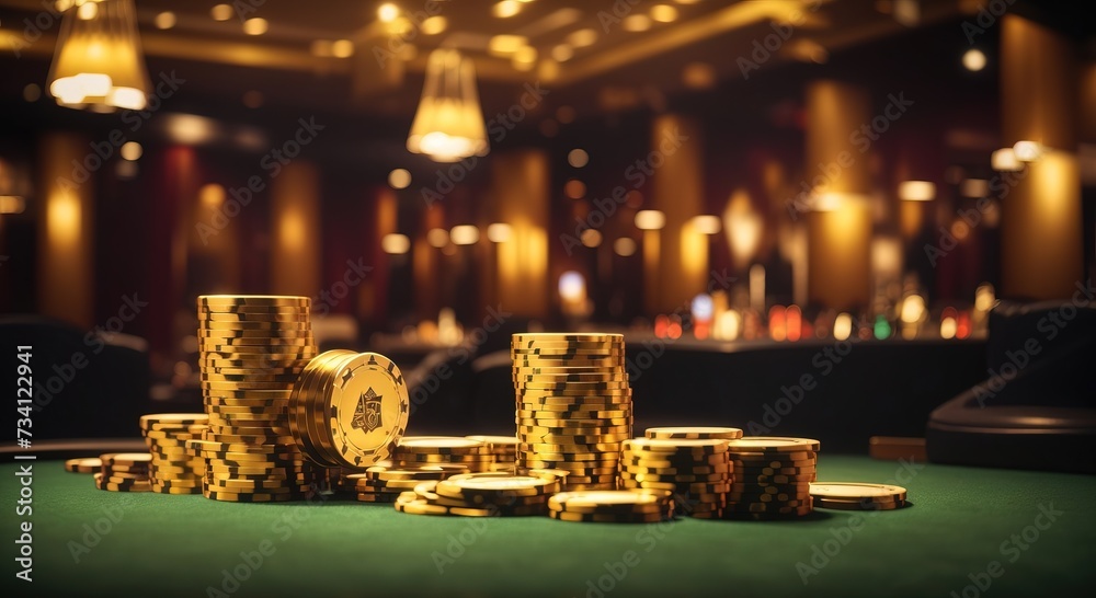 Poker chips, Casino cards game, Internet gambling concept, jackpot, win playing cards on blurry background Poker chips, Casino cards game, Internet gambling concept, jackpot, win playing cards on blurry background