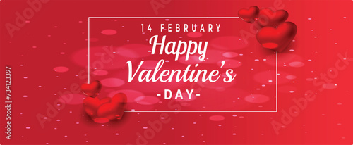Happy Valentines Day red Banner
