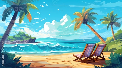 Coastal Dream Illustration of Summer Beach Background