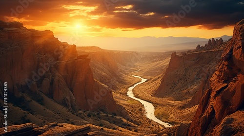 Canyon view in summer. Colorful canyon landscape at sunset. nature scenery in the canyon. amazing nature background. summer landscape in nature. Tasyaran canyon travel in the great valley. Turkey © Elchin Abilov