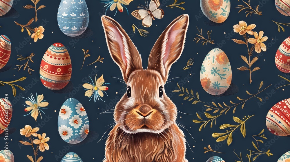 Easter day pattern - obrazy, fototapety, plakaty 