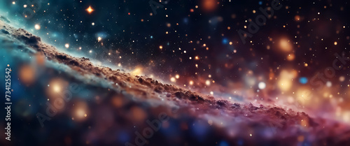 Abstract background. Fantastic space background. Bokeh effect. Abstract universe. Selective focus. AI generated