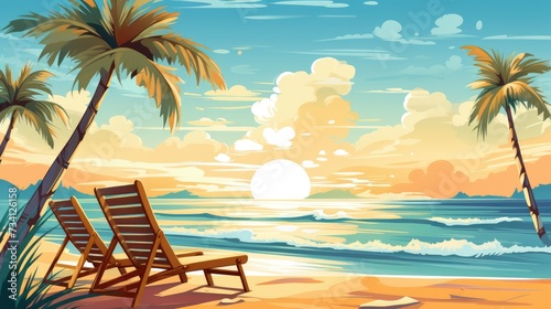 Tropical Escape Illustration of Summer Beach Background