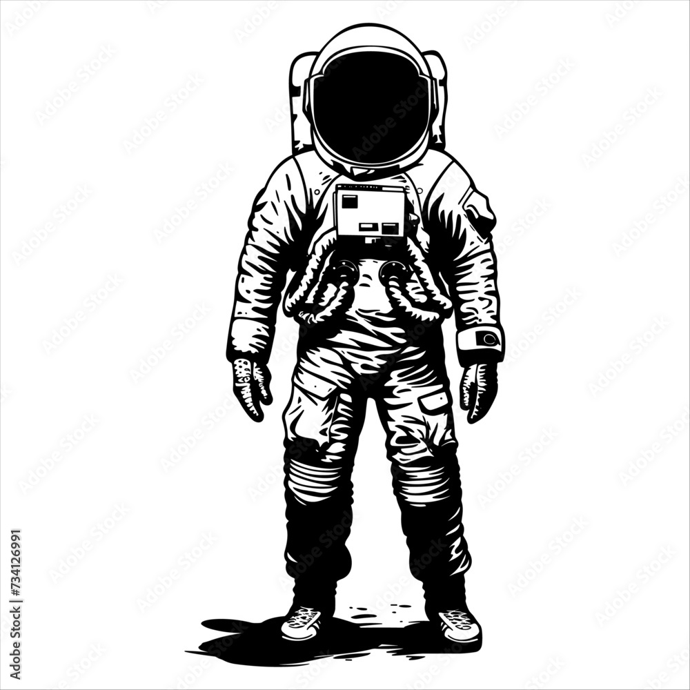 astronaut vector art illustration, generative ai, isolated on a white background.