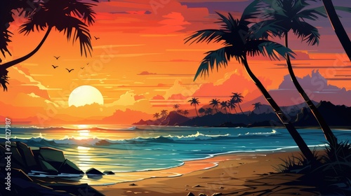 Breathtaking Illustration of Summer Beach Background