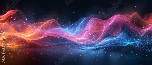  Colorful wave with sparks on dark background.