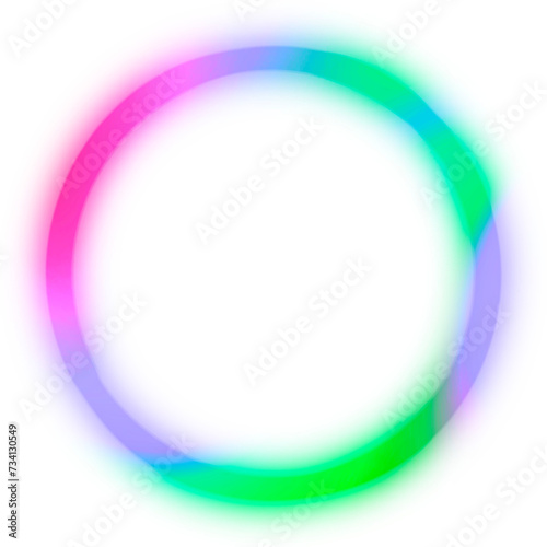 Blurry glowing neon colored ring of light.