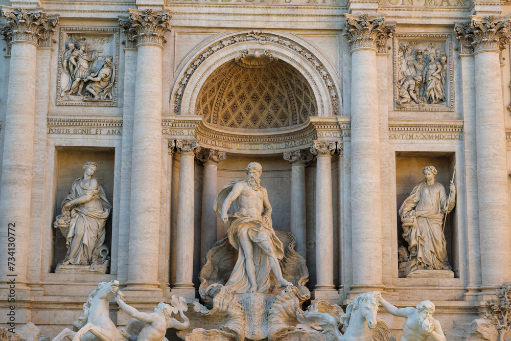 Detail of the Trevi fountain in Rome