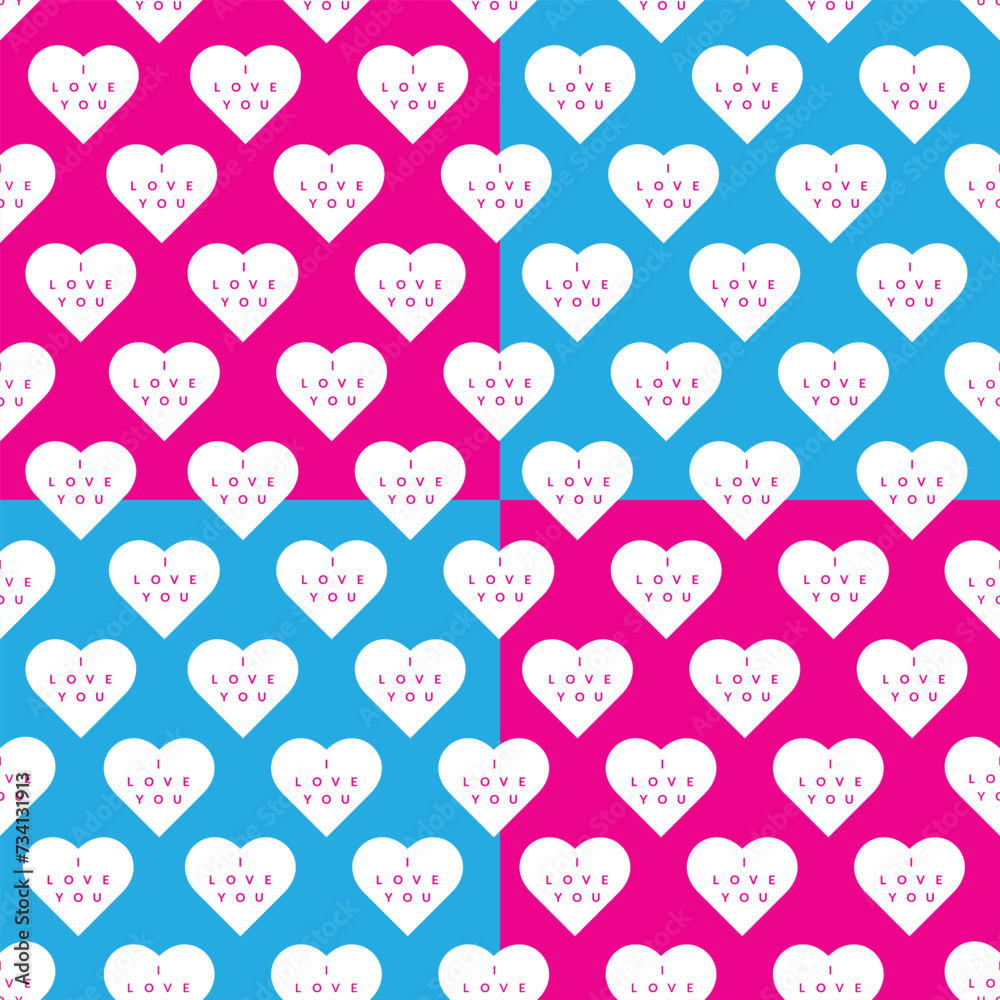 Simple hearts seamless pattern. Valentines day background. Flat design endless texture