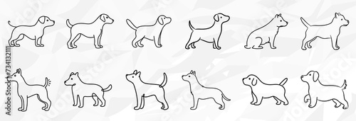 Niedliche Hundelinien: Vektorgrafik-Bundle mit Hunde Lineart-Zeichnungen