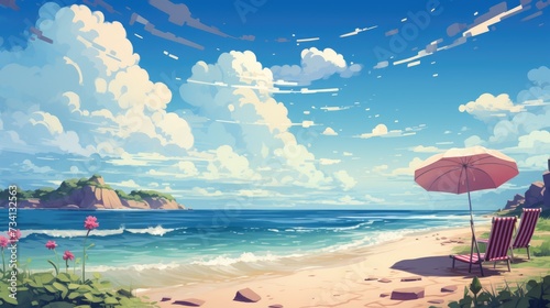 Beautiful Illustration of Summer Beach Background
