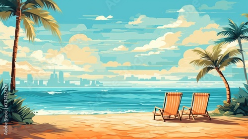 Sunny Illustration of Summer Beach Background © Npicture