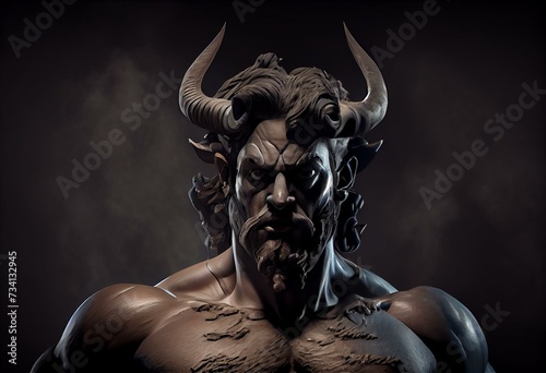 a hyper realistic minotaur generated by artificial intelligence. Generative AI photo