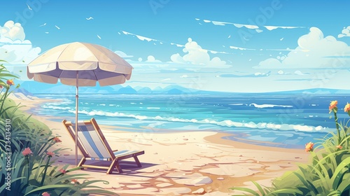 Colorful Illustration of Summer Beach Background