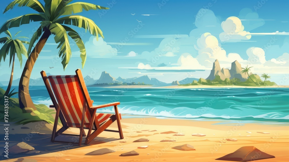 Exotic Illustration of Summer Beach Background