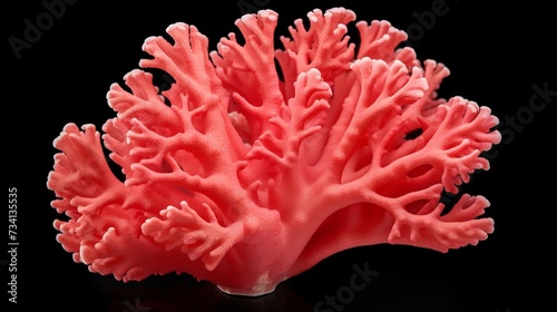 Pink decorative coral isolated on white background. perspective view