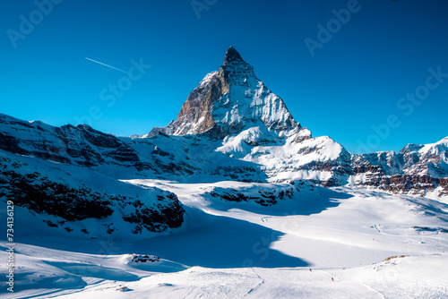 matterhorn landscape with snow covered mountains in switzerland