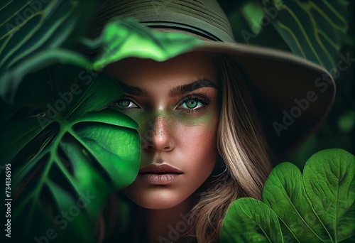 Green Beautiful Summer. Generative AI