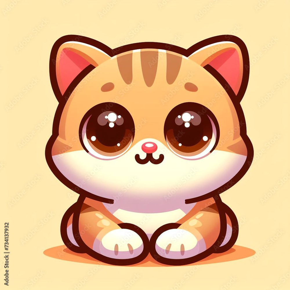 A charming 3D rendering of a cute baby cat with big, captivating eyes, showcasing its lovable and endearing cartoon character. A charming 3D rendering of a cute baby cat with big, captivating eyes, showcasing its lovable and endearing cartoon character.