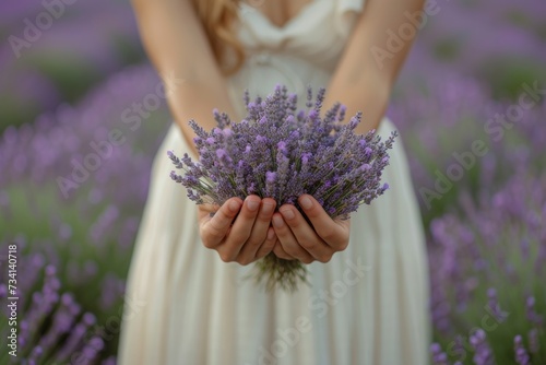 a lady delicately holding lavender