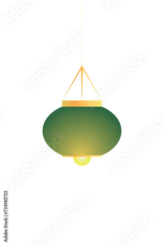 Green ceiling lamp with gold  detail vector. 