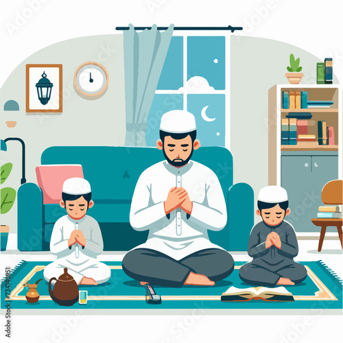 Gratitude in Ramadan Counting Blessings flat illustration