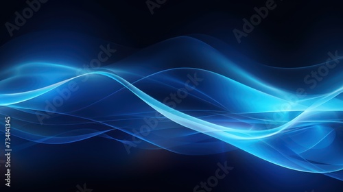 Flowing blue neon light with glitter effect on a black backdrop