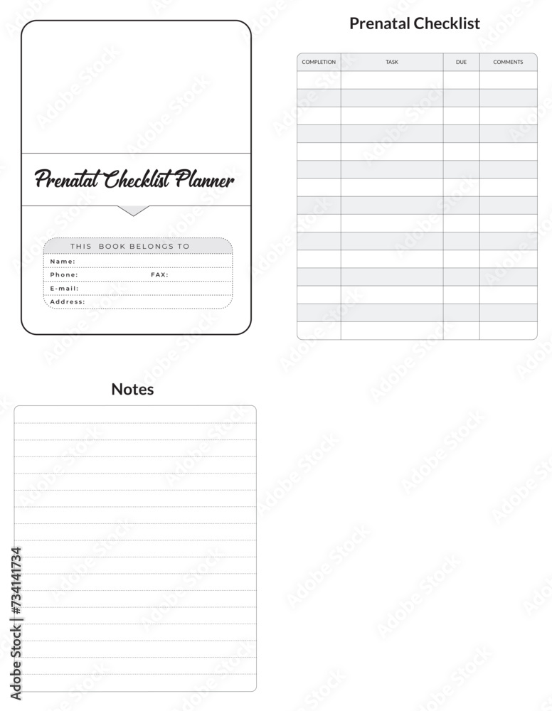 Editable Prenatal Checklist Planner Kdp Interior printable template Design. Editable Prenatal Checklist Planner Kdp Interior printable template Design.