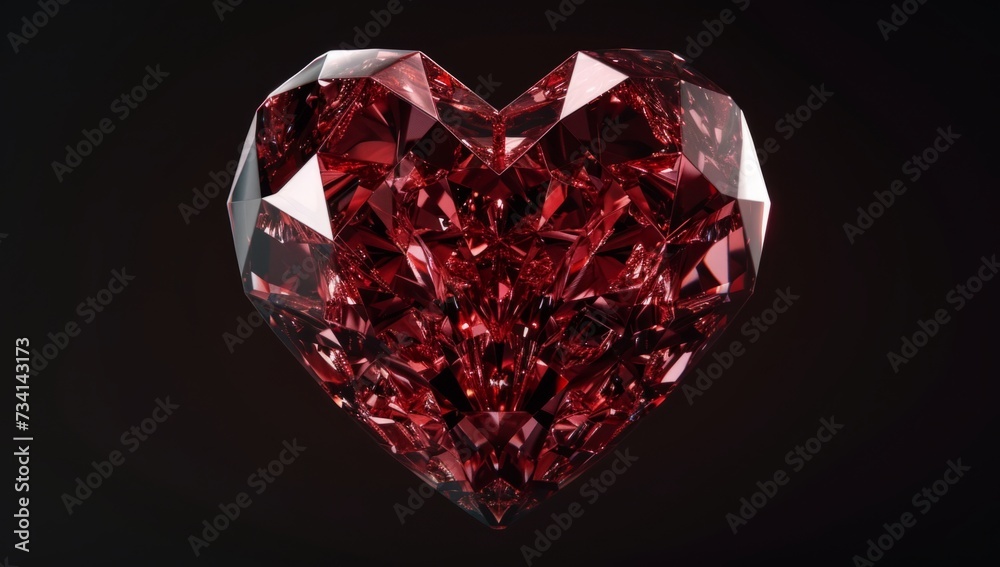 heart shaped red color diamond Generative AI heart shaped red color diamond Generative AI