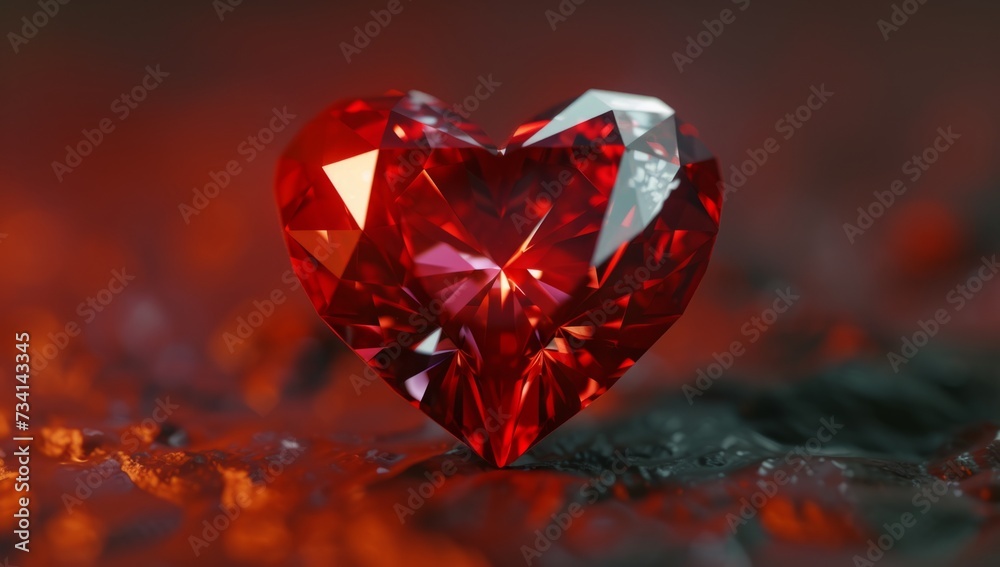 Fototapeta premium a diamond heart shaped red sapphire Generative AI