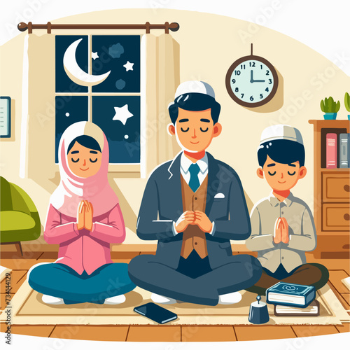 Ramadan Reflections A Spiritual Self Discovery flat vector illustration