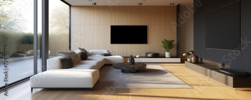 In minimalist living room interiors, simplicity and functionality take precedence over decorative elements. © Andrey
