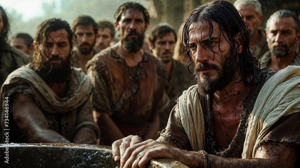 Religious Depiction of a Biblical Scene Pontius Pilate, who Presided