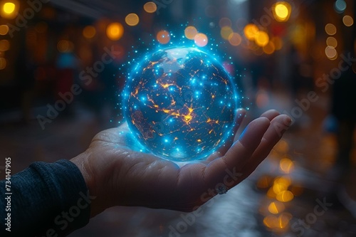 Global Vision. A Businessman Embracing the World