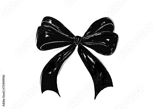 Ilustración negro lazo bow dibujada a mano decoración regalo elegantes 